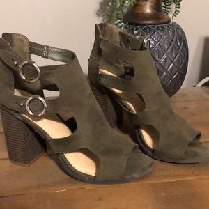 Olive heels - worn only once!